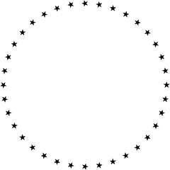 36 stars organized in a circle, a round formed by vector 36 assets stars shaped.