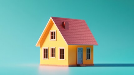 Colorful Toy House Model on Vibrant Background, Ideal for Children’s Decor or Real Estate Concepts