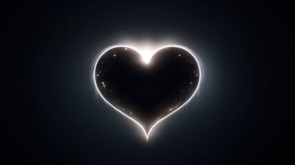 A black heart shape surrounded by a soft glow or halo effect giving it a modern and elegant look isolated on white background