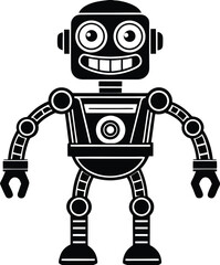 Futuristic Robot Tattoo Design Retro Cyberpunk Silhouette
