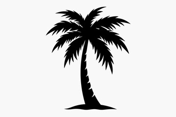 the palm tree sun silhouette black vector