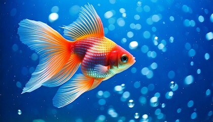 Fototapeta premium Beautiful goldfish in blue water