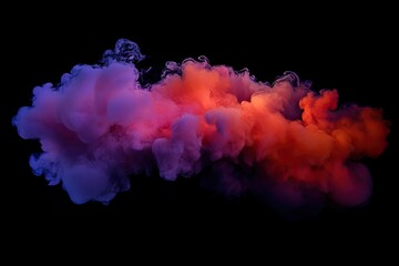 Abstract colorful smoke cloud against black background