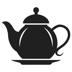 Obraz premium Sleek Minimalist Teapot Silhouette Vector Illustration in Flat Art Style on White Background