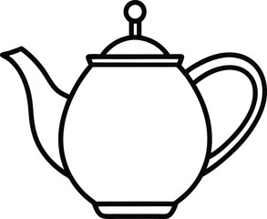 Fototapeta premium Sleek Minimalist Teapot Silhouette Vector Illustration in Flat Art Style on White Background