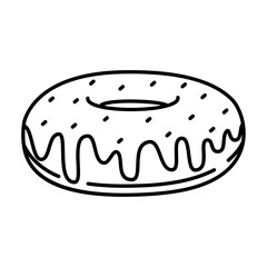 Doughnut outline illustration. Doughnut black line illustration.

