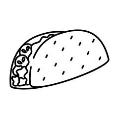 taco outline illustration. taco black line illustration.
