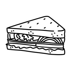 sandwich outline illustration. taco black line illustration.
