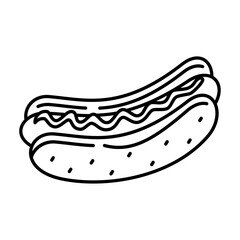 Hot Dog outline illustration. Hot Dog black line illustration.
