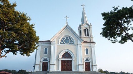 Majestic Church Facade with Ample Space for Design