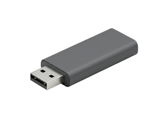 Sleek gray USB flash drive minimalist product shot neutral background. AI Generated