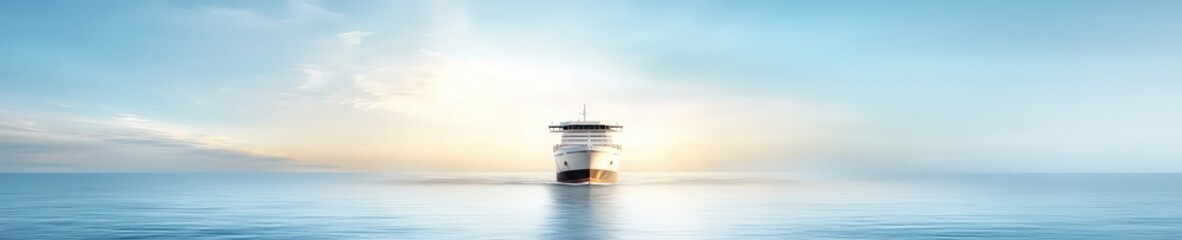 Serene Ocean Scene with Ship Against a Calm Horizon at Dusk