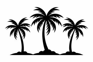 the palm tree icon set of silhouette vector