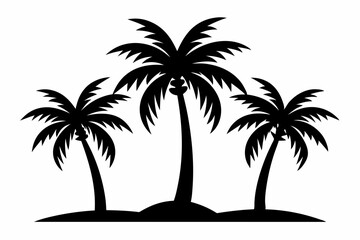 the palm tree icon set of silhouette vector