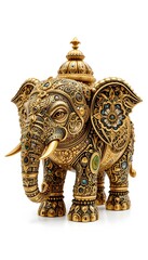 Obraz premium Ornate Golden Elephant Figurine with Intricate Jewel-Encrusted Design: A Masterpiece of Artistic Craftsmanship