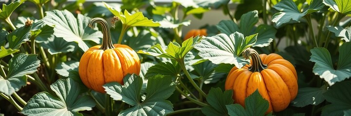 Pumpkin Plant in Natural Light, Organic Growth