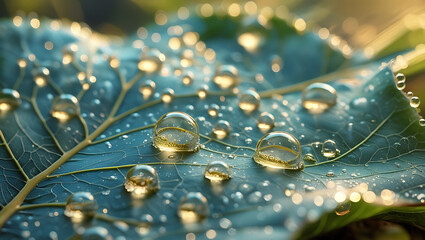 Fototapeta premium water drops on a leaf