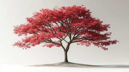 Crimson autumnal foliage paints the tree, its vibrant red leaves adorning branches, a stunning nature beauty.