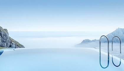 Infinity pool with coastal cliff view.