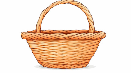 Obraz premium Empty wicker basket on white background, suitable for harvest, picnic, or gift themes