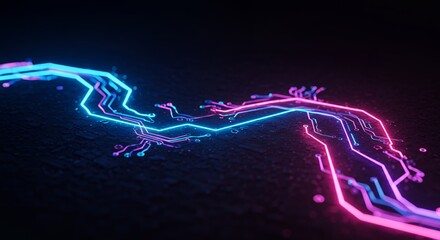 Futuristic Neon Blue Pink Lines