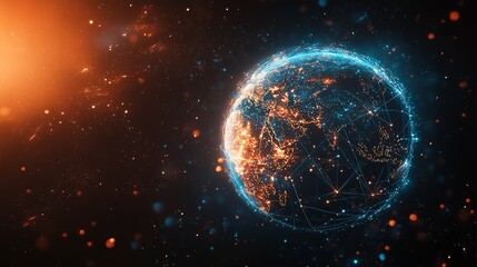 Obraz premium Digital technology concept with IoT and global internet network icons on a clean, modern background for digital marketing