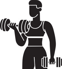 athletic woman lifting dumbbells vector illustration design silhouette style