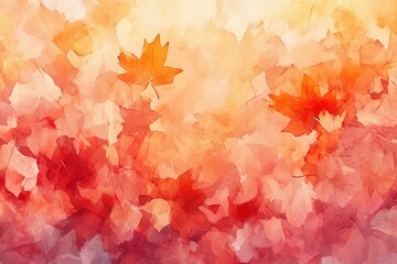 Watercolor Autumn Leaves: Warm hues of reds and oranges in a painterly style