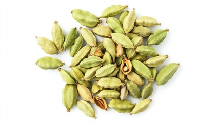 Fresh, whole cardamom pods, top view