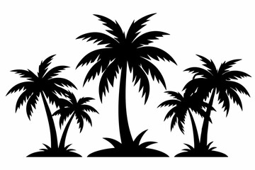 the palm tree of Sihouette black vector
