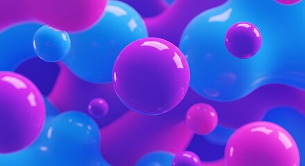Modern Neon Blue Pink Spheres