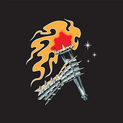 armored hand hold flaming torch © budibubee