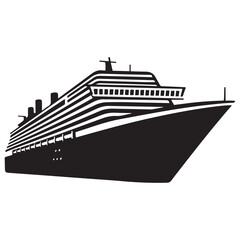Obraz premium cruise ship icon, cruise ship silhouette vector, black illustration. with white background
