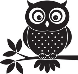 High-Quality Owl Clipart - Silhouette Design with White Dots