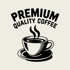 Obraz premium Vintage Premium Coffee Label with Steaming Cup