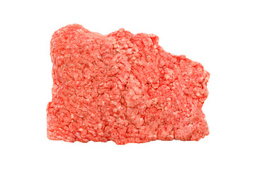 Frozen hamburger ground beef isolated on white