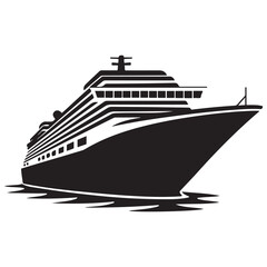 Obraz premium cruise ship icon, cruise ship silhouette vector, black illustration. with white background