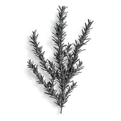 Naklejka premium Rosemary Sprig Isolated on White Fresh Herb Still Life