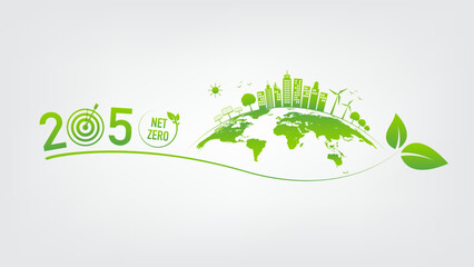 2050 Net Zero, Earth day, World environment day and sustainable development concept, vector illustration