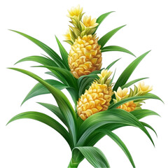 Fototapeta premium Vibrant Pineapple Plant with Yellow Flowers Tropical Green Leaves