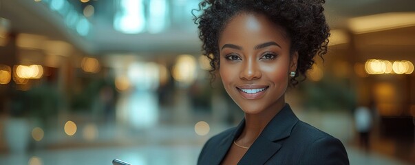 Confident businesswoman in professional workspace with a modern stylish look