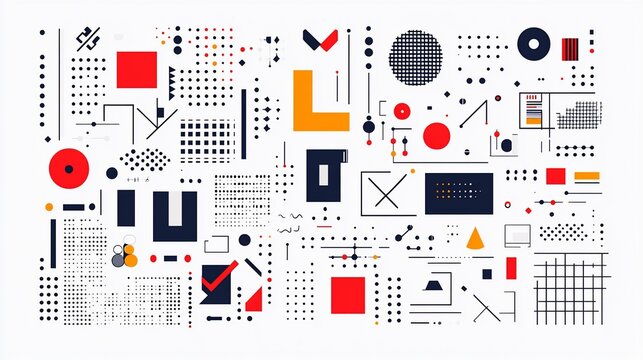 Abstract Geometric Background with Red Blue and Gray Shapes
