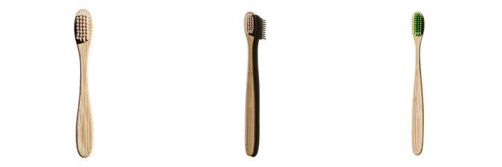 Eco-friendly bamboo toothbrushes for sustainable on transparent background
