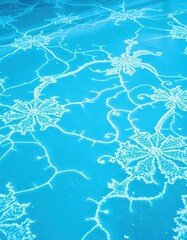 Intricate frost patterns on a vibrant ice blue rink, winter scene, skating, winter background, winter landscape