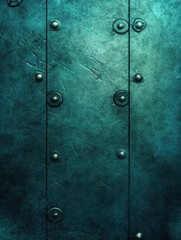 Fototapeta premium Metallic door with rivets and textured surface, showcasing industrial design and craftsmanship