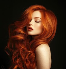 Fototapeta premium A beautiful woman with red hair, posing for a photo shoot at the best beauty salon