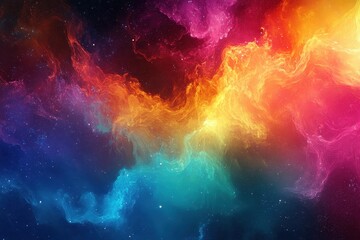 Naklejka premium Colorful swirling cosmic clouds featuring bright stars and space gas