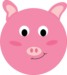 Happy Pig Cartoon with Transparent Background