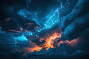 Fototapeta premium Dramatic storm clouds with lightning (1)
