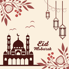 Obraz premium Eid Mubarak card vector illustration